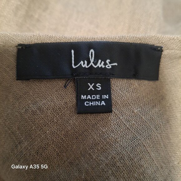 Lulu's Loose Fit Tan Linen Blend Overalls For Women With Adjustable Strap Button - Picture 8 of 10